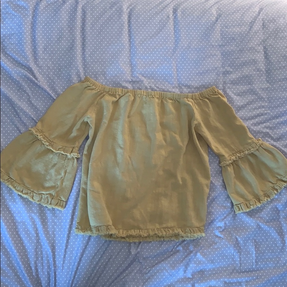 Yellow off the shoulder blouse